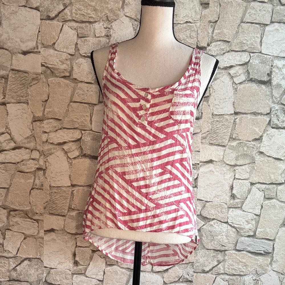 Hang Ten Pink and White Striped Tank Top